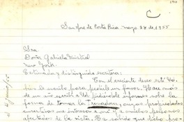 [Carta] 1955 jun. 2, San José, Costa Rica [a] Gabriela Mistral, New York