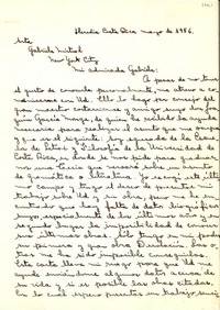 [Carta] 1956 mayo, Heredia, Costa Rica [a] Gabriela Mistral, New York