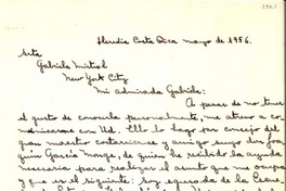 [Carta] 1956 mayo, Heredia, Costa Rica [a] Gabriela Mistral, New York