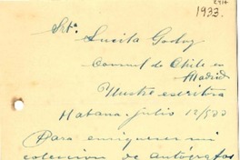 [Carta] 1933 jul. 12, La Habana [a] Lucila Godoy, Madrid