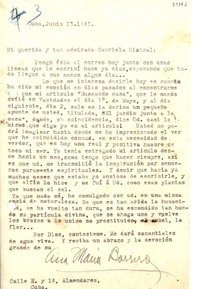 [Carta] 1943 jun. 13, Cuba [a] Gabriela Mistral