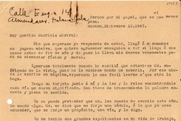 [Carta] 1943 dic. 12, Habana, Cuba [a] Gabriela Mistral