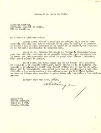 [Carta] 1944 jul. 30, Vedado, Habana, [Cuba] [a] Gabriela Mistral, Consulado General de Chile, Río de Janeiro, [Brasil]