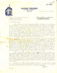 [Carta] 1945 nov. 20, Madrid, [España] [a] Gabriela Mistral, Consulado de Chile, Petrópolis, Brasil