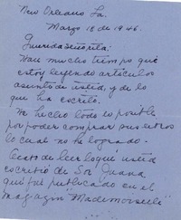 [Carta] 1946 mar. 18, New Orleans, La., [EE.UU.] [a] [Gabriela Mistral]