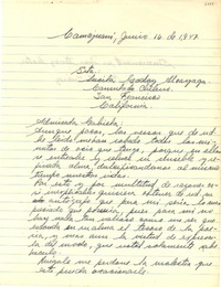 [Carta] 1947 jun. 16, Camajuaní, [Cuba] [a] Lucila Godoy, San Francisco, California