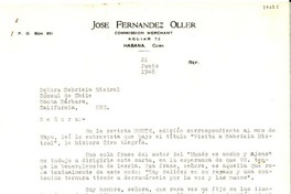 [Carta] 1948 jun. 21, La Habana, Cuba [a] Gabriela Mistral, Santa Bárbara, California