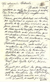 [Carta] [1951?], México D.F., México [a] Gabriela [Mistral]