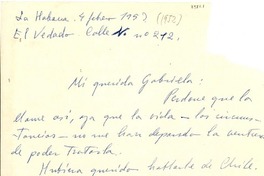 [Carta] 1952 feb. 4, La Habana, [Cuba] [a] Gabriela [Mistral]