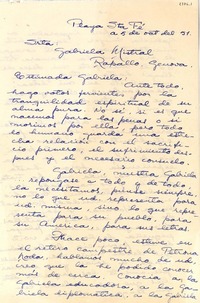 [Carta] 1951 oct. 5, Playa Sta. Fe, [Cuba] [a] Gabriela Mistral, México D.F.