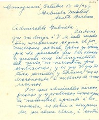 [Carta] 1948 oct. 18, Camajuaní, [Cuba] [a] Gabriela Mistral, Santa Bárbara