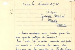 [Carta] 1948 nov. 21, Santa Fe, [Argentina] [a] Gabriela Mistral, Mérida, México