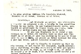 [Carta] 1951 oct. 5, Camajuani, Cuba [a] Gabriela Mistral