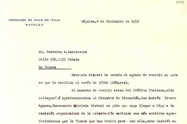 [Carta] 1952 dic. 4, Nápoles, Italia [a] Emeterio S. Santovenia, La Habana, Cuba