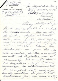 [Carta] 1953 ene. 22, San Miguel de Los Baños, La Habana, Cuba [a] Gabriela Mistral, La Habana, Cuba