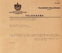 Telegrama 1953 sept. 23, La Habana, Cuba [al] Sr. Ministro de Chile, Legación de Chile