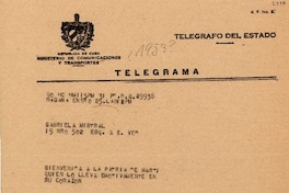 Telegrama [1953?] ene. 25, Habana, [Cuba] [a] Gabriela Mistral, [Cuba]