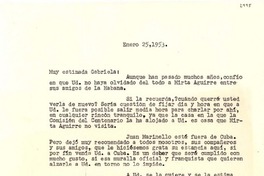 [Carta] 1953 ene. 25, La Habana, Cuba [a] Gabriela Mistral
