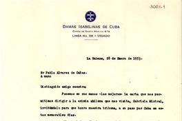 [Carta] 1953 ene. 28, La Habana, Cuba [a] Pablo Álvarez de Cañas