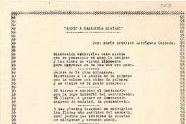 Canto a Gabriela Mistral