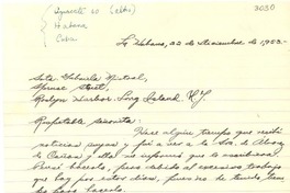 [Carta] 1953 dic. 22, La Habana [a] Gabriela Mistral, Roslyn Harbor
