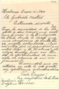 [Carta] 1954 ene. 18, La Habana [a] Gabriela Mistral