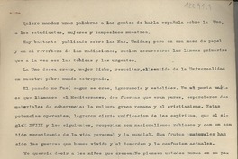 [Quiero mandar unas palabras a las gentes de habla española]