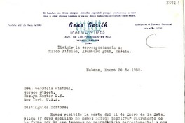 [Carta] 1955 ene. 20, Habana, [Cuba] [a] Gabriela Mistral, Spruce Street, Roslyn Harbor, L. Y., New York, [EE.UU.]