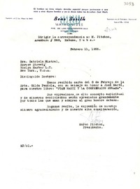 [Carta] 1955 feb. 11, Habana, Cuba [a] Gabriela Mistral, Spruce Street, Roslyn Harbor, L. Y., New York, [EE.UU.]