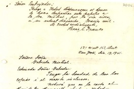 [Carta] 1941 dic. 19, New York, [EE.UU.] [a] Gabriela Mistral