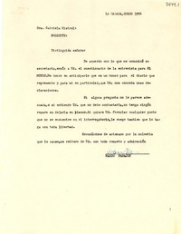 [Carta] 1954 ene. 28, La Habana [a] Gabriela Mistral