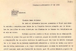 [Carta] 1938 sept. 17, Guayaquil [a] Gabriela Mistral, Guayaquil
