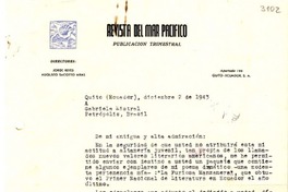 [Carta] 1943 dic. 2, Quito, Ecuador [a] Gabriela Mistral, Petrópolis, Brasil