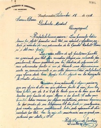 [Carta] 1938 sept. 18, Samborondón, [Ecuador] [a] Gabriela Mistral, Guayaquil