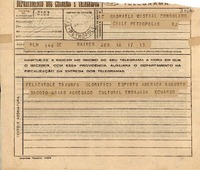 [Telegrama] 1945 nov. 16, Buenos Aires, [Argentina] [a] Gabriela Mistral, Consulado Chile, Petrópolis, RJ, [Brasil]