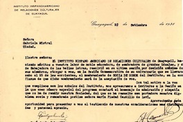 [Carta] 1938 sept. 20, Guayaquil [a] Gabriela Mistral, Guayaquil