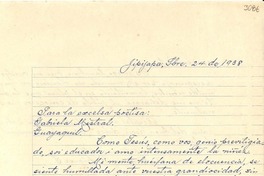[Carta] 1938 sept. 24, Jipijapa, [Ecuador] [a] Gabriela Mistral, Guayaquil