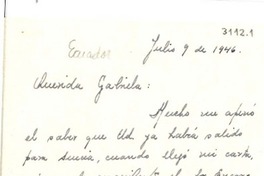 [Carta] 1946 jul. 9, Panamá [a] Gabriela Mistral