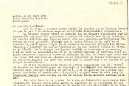 [Carta] 1946 mayo. 17, Quito, [Ecuador] [a] Gabriela Mistral, Washington, [EE.UU.]