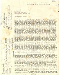[Carta] 1945 feb. 12, Guatemala [a] Gabriela Mistral, Petrópolis, Est. de Río, [Brasil]