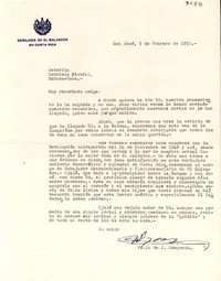 [Carta] 1953 feb. 3, San José, [Costa Rica] [a] Gabriela Mistral, Habana, Cuba