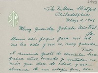 [Carta] 1946 mayo. 2, Philadelphia [a] Gabriela Mistral