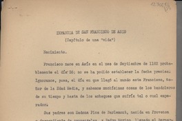 Infancia de San Francisco de Asís : (Capítulo de una "vida")