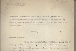 "Aspectos de la geografía chilena. El valle y La Patagonia"