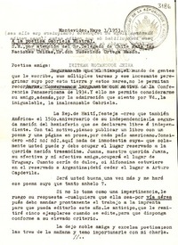 [Carta] 1953 mayo 3, Montevideo, [Uruguay] [a] Gabriela Mistral