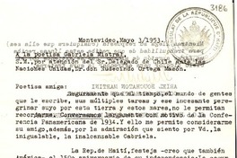 [Carta] 1953 mayo 3, Montevideo, [Uruguay] [a] Gabriela Mistral