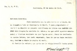 [Carta] 1953 ene. 22, Guatemala [a] Gabriela Mistral, La Habana, Cuba