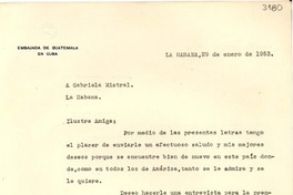 [Carta] 1953 ene. 29, La Habana, Cuba [a] Gabriela Mistral, La Habana