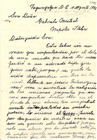 [Carta] 1952 ago. 1, Tegucigalpa, Honduras [a] Gabriela Mistral, Nápoles, Italia