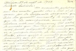 [Carta] 1943 sept. 29, México [a] Gabriela Mistral